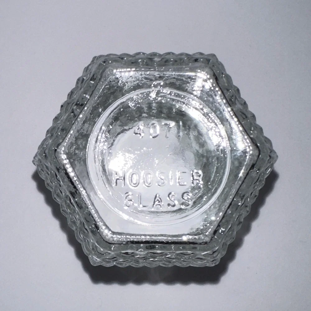 Vintage Hoosier Glass 4071 Clear Diamond Point Textured Vase 6 Inch Hexagon Base